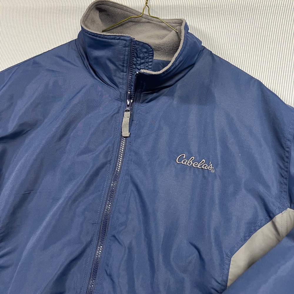 Vintage Cabelas Outdoor Gear Jacket Mens Large Blue Gray Fleece Lined Insulated